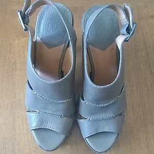 Lucky Brand, Brown, leather, open toe heels-7.5